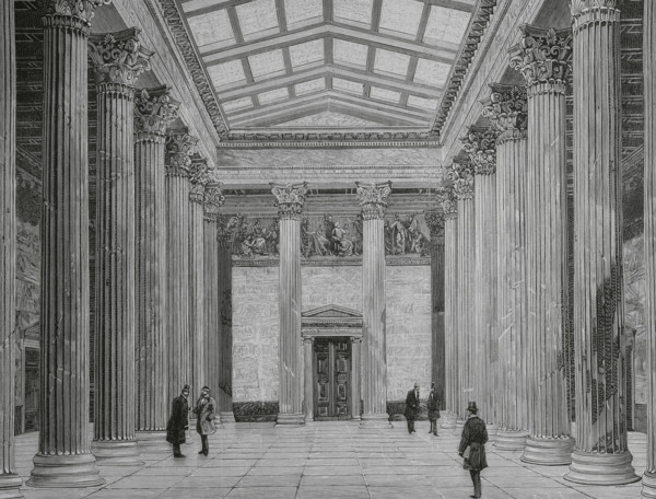 History of Austria. Vienna. Peristyle of the Austrian Parliament Building. The new building was