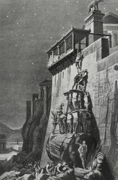 Ancient Rome, 4th century BC. After the sack of Rome by the Gauls, the survivors of the city took