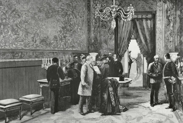 History of Spain. Madrid. Royal Palace. Aspect of the antechamber of the private rooms of the
