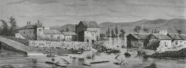 History of Spain. Floods in Lorca (Murcia). General aspect of the neighbourhood of Santa Quiteria,