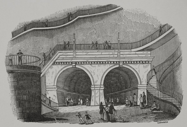 London, England. Thames Tunnel. Gallery crossing under the River Thames, connecting the boroughs of