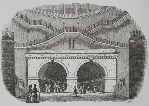 London, England. Thames Tunnel. Gallery crossing under the River Thames, connecting the boroughs of