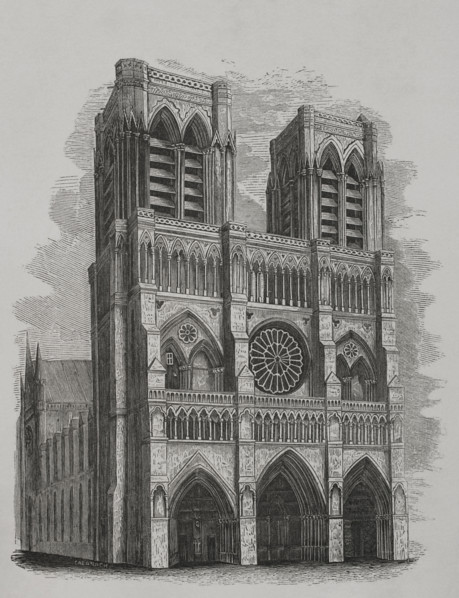 Paris, France. Notre-Dame. View of the main facade before the restoration commissioned to
