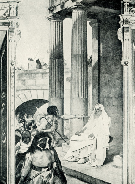 This image shows Papirius insulted by the Gauls as drawn by C Maccari. According to the Roman tale,