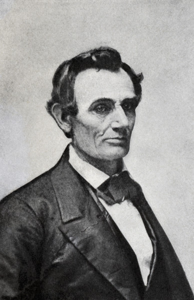 The caption for this image reads: 'Lincoln in 1857 from a photgraph in collection of Charles