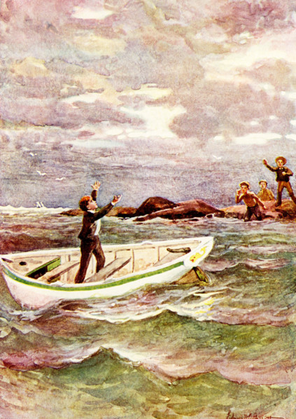 The caption for this 1902 image is: Drifting out to Sea. It is from The Cruise of the Dolphin, from