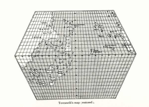Toscanelli’s Map (Restored).  Toscanelli (1397 –1482) was an Italian mathematician, astronomer,