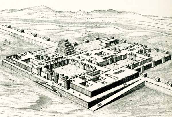 The 1904 caption for this image reads: “Bird's eye view of Sargon's Palace at Dur-Sharrukin drawn
