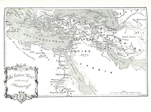 This 1903 illustration shows a map of the eastern world in the time of Nebuchadrezzar.