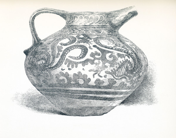 This illustration dates to around 1900. It shows a Minoan Vase or jug that was in the Abbott