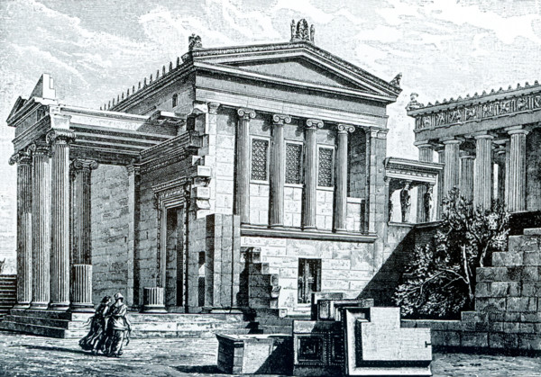 This image shows the Ereichtheion (Erechtheion and Erechtheum) on the Acropolis at Athens. The