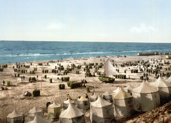 The Beach, circa 1895, Historical, digitally restored reproduction from an original from the 19th