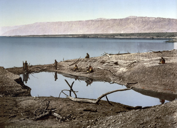 The Dead Sea, Holy Land, West Bank, circa 1895, Historical, digitally restored reproduction from an