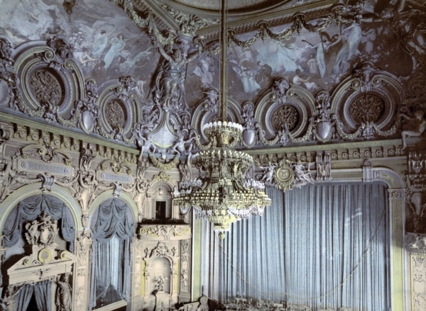 The theater, interior, around 1895, historical, digitally restored reproduction from an original