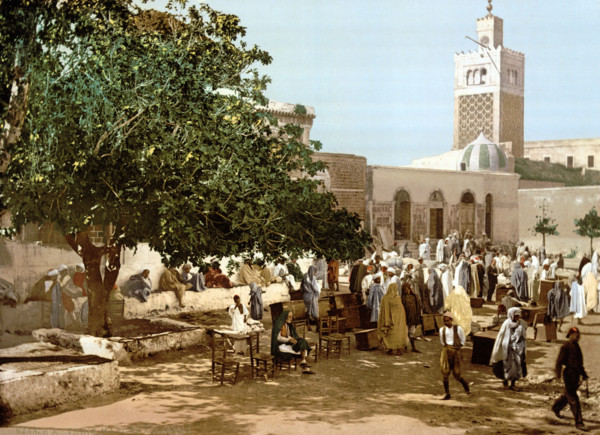 Market in the Kasbah, Tunisia, around 1895, Historical, digitally restored reproduction from an