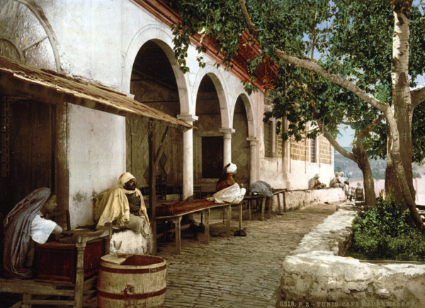 Moorish Cafe, Tunisia, around 1895, Historical, digitally restored reproduction from an original