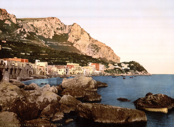 The large marina, island of Capri, Italy, circa 1895, historical, digitally restored reproduction