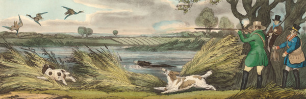Wild Duck Hunt, 1825, England, Historical, digitally restored reproduction from an original from