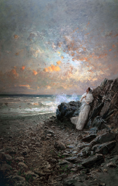 Pompeo Mariani 1857-1927 "The Lover of the Sea" 1897, 113 x 107 cm oil on canvas.