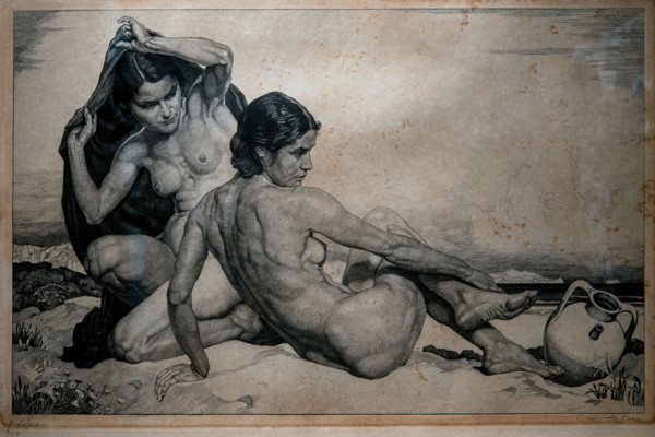 Sigmund Lipinsky 1873 -1935 "Nostalgia" 1935, 31.5 x 49.5 etching on paper.