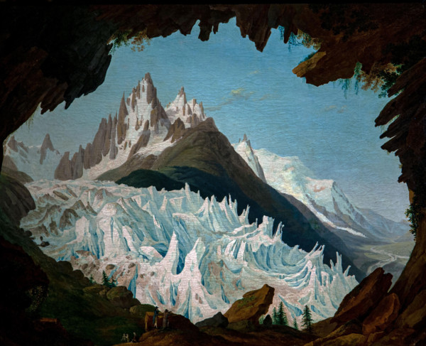 Jean Antoine Luck 1766-1843 "View of the Alps" 1799, 39 x 50 cm encaustic on canvas.