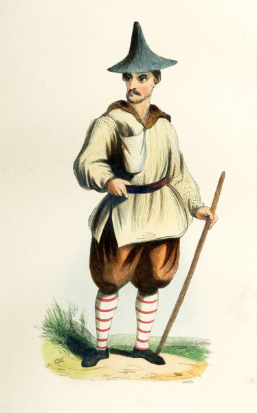 This 1840s illustration shows a Korean man.
