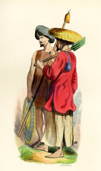 This 1840s illustration shows two Cochinchinese (Vietnamese), a native and a soldier. Cochinchina