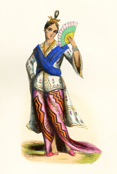 This 1840s illustration shows a noble from Burma, present-day Myanmar. Myanmar (formerly Burma) is