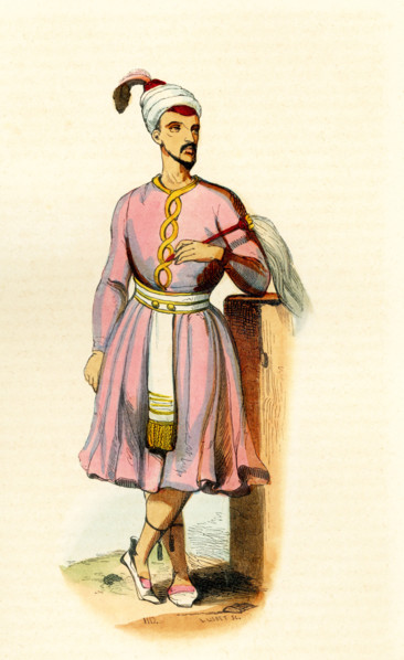 This illustration shows a groom in Calcutta in 1840s.
