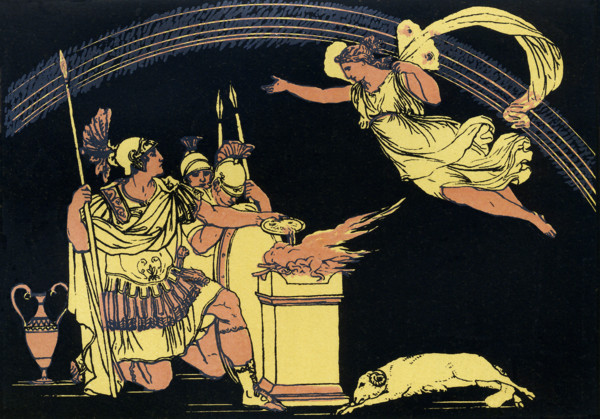 The first-century B.C. Roman poet Virgil wrote in his epic poem The Aeneid that the ""winged Iris,