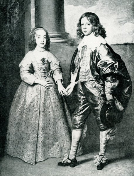 William II of Orange and Mary Stuart from a painting by Van Dyck (1599-1641). The paintiung dates