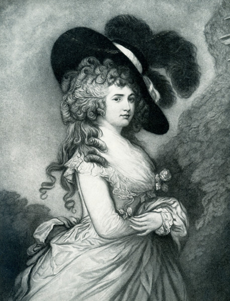 This 1903 image shows the Duchess of Devonshire, from a painting by Gainsborough. Georgiana