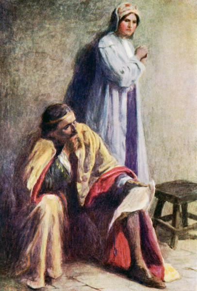 The caption for this illustration reads: He could not find a word to say. According to the tale: An
