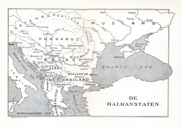 This map shows the Balkan States in 1921. The map appeared in a Danish book, thus the names of the