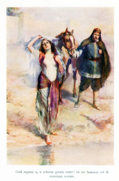 The caption for this illustration reads: God bless you, o clean green lake! In your bosom, I will