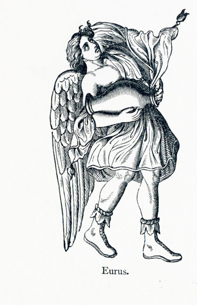The figure pictured here, according to Greek mythology, is Eurus, or Euros, the god of the east