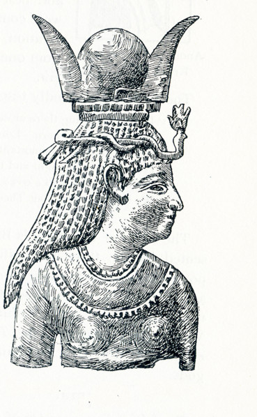 This illustration that deates to around 1898 shows the Middle Eastern goddess Astarte with a horned