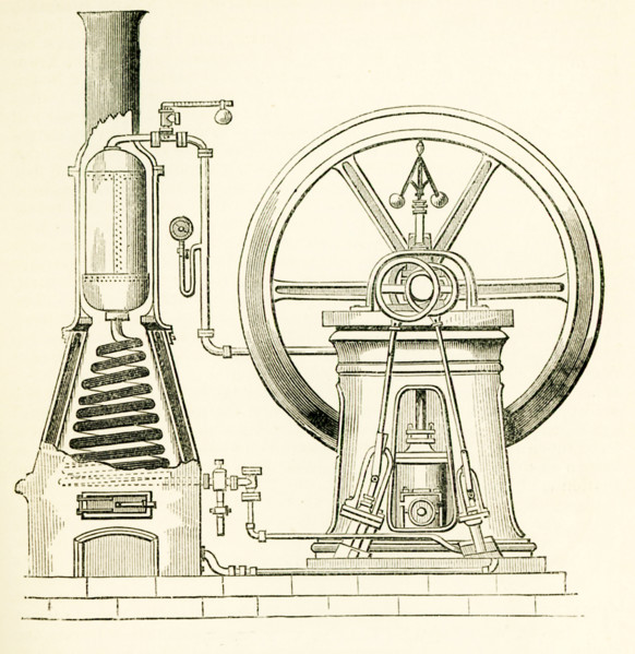 This illustration dates to the 1870s and shows a steam generator - here an arrangement for quickly