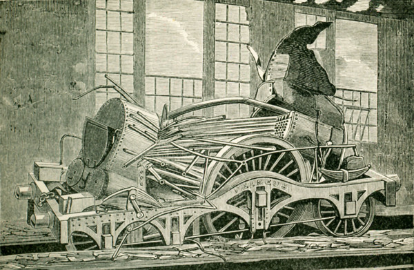 This illustration dates to the 1870s and shows an explosion of a boiler, which, considering the