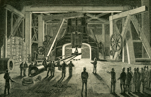 This illustration dates to the 1870s and shows the Great Steam Hammer Royal Gun Factory Woolwich.