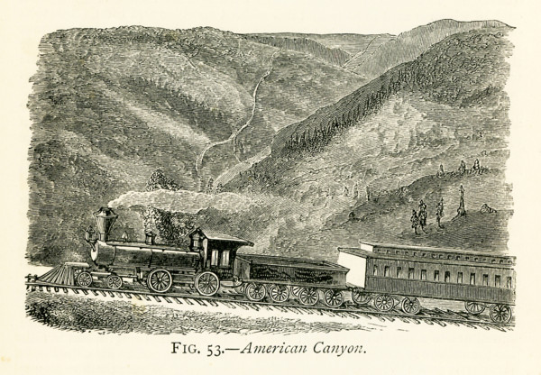 This illustration dates to the 1870s and shows American Canyon. The Sierra Nevada, as the name