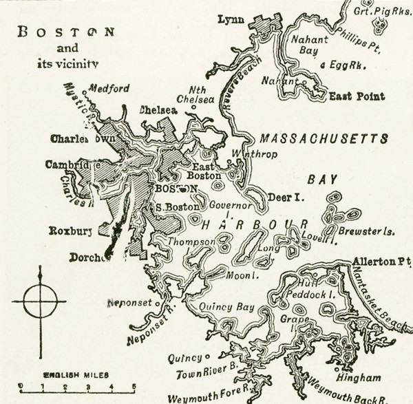 This map dates to 1922 and shows Boston and its vicinity at the time.
