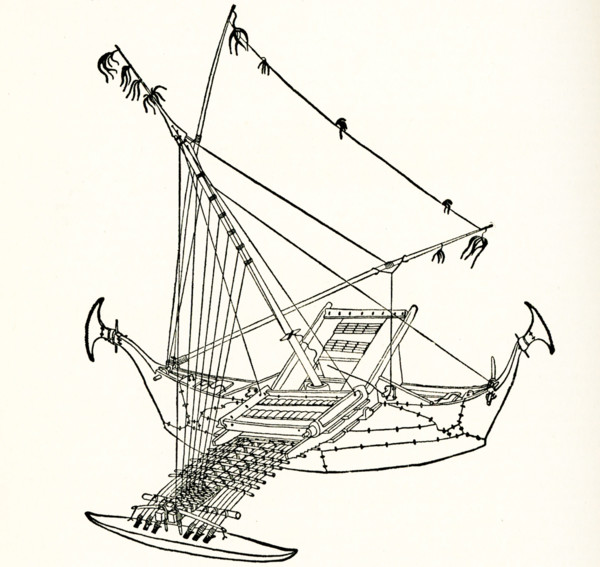 Marshall Island Canoe or Proa. The Walap is a traditional ocean-going sailing outrigger canoe from