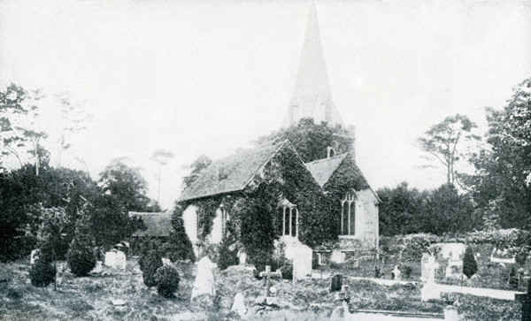 This photograph, which dates to 1922 or before, shows Stoke Pogis and St. Giles' Church. The
