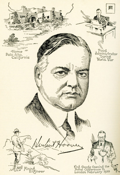 This illustration shows the 31st president of the United States, Herbert Hoover, who served from