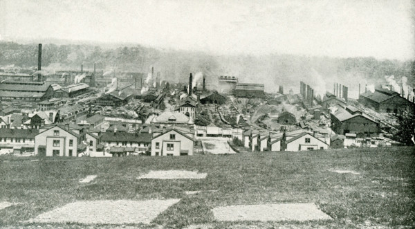 The caption on this photo that deates to the early 1920s reads: A Steel Manufacturing Town.