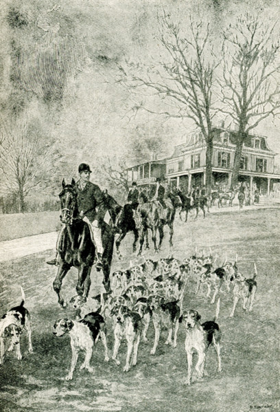 The 1897 caption for this illustration reads: The Start from the Kennels. The Elkridge Club in
