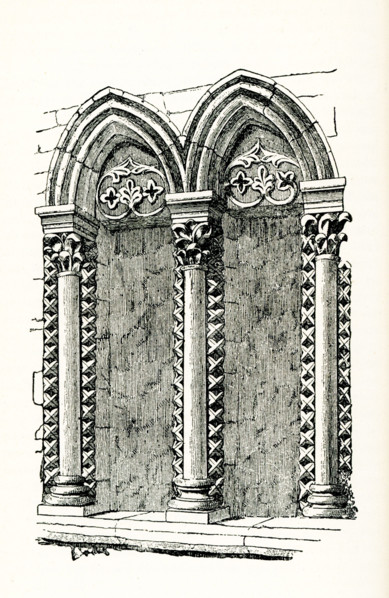 This  illustration of a window in Oakham Castle is from John Ruskin's essay ""the Seven Lamps of