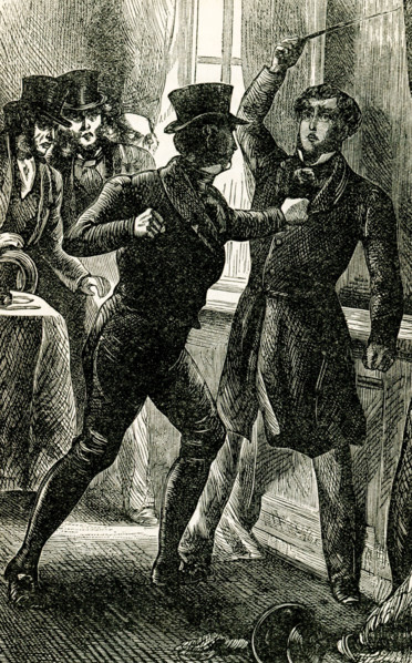 The caption for this late 1800s illustration from the novel Felix Holt by George Eliot  reads: