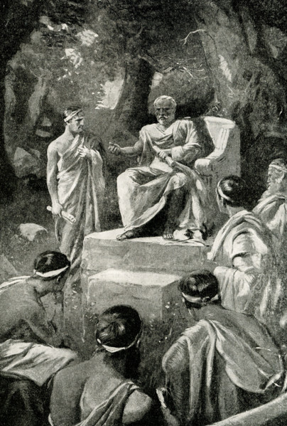 Plato teaching in his open-air school. Not far from Athens was a beautiful plantation that was